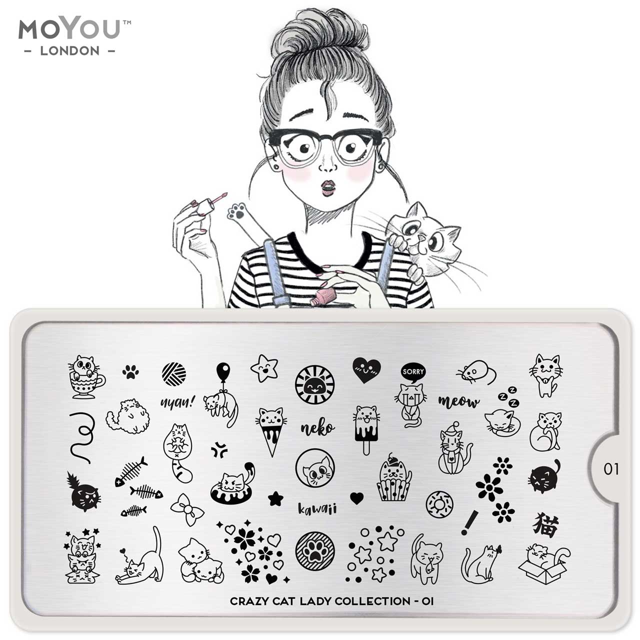 MoYou Stamping Crazy Cat Lady 01